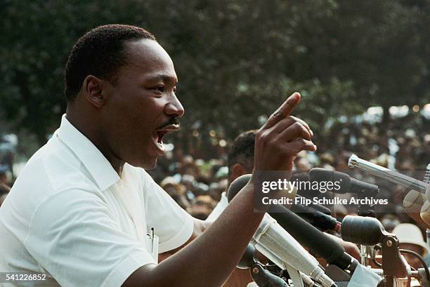 Martin Luther King Jr. Speaks to a crowd at the March Against Fear rally on the steps of the Mississippi State Capitol. The march began in Memphis,...