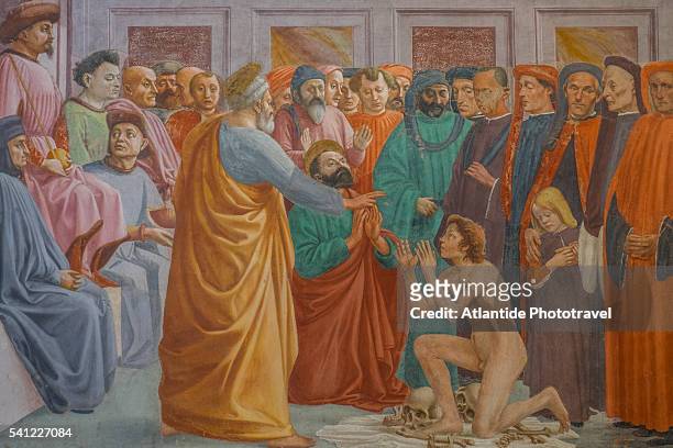 santa maria del carmine, cappella brancacci with frescos by masaccio and filippino lippi - renaissance stock pictures, royalty-free photos & images