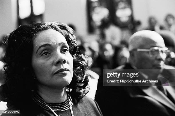 Coretta Scott King attends a memorial service for her husband Martin Luther King, Jr. At Ebenezer Baptist Church. King, along with his father Martin...