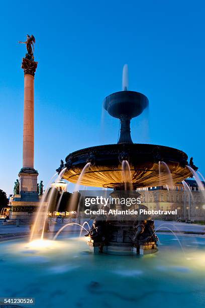 schlossplatz and the fountain in front of the castle neue schloss, stuttgart, germany - stuttgart schloss stock pictures, royalty-free photos & images