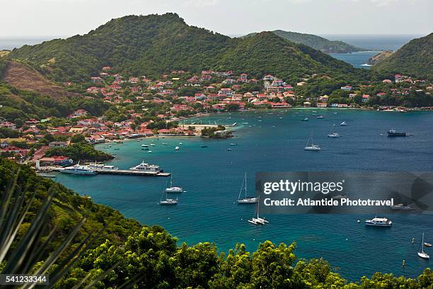 terre-de-haut village seen from fort napoléon - guadeloupe stock pictures, royalty-free photos & images