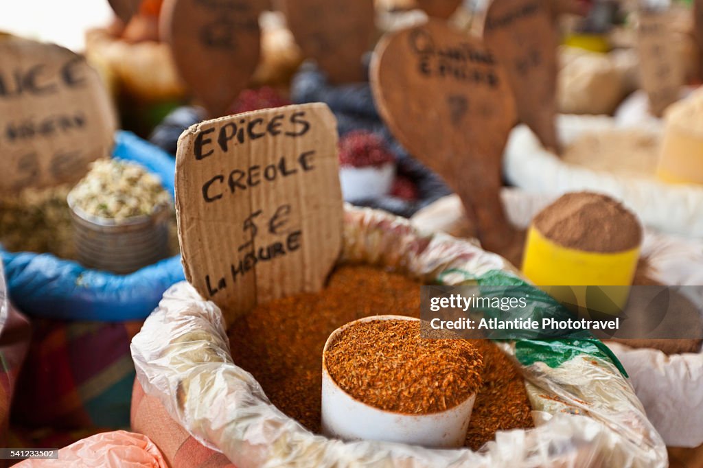 Creole spices at Pointe-a-Pitre market