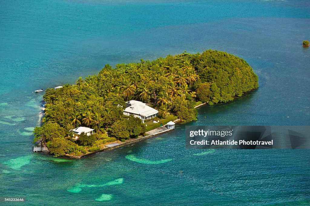 Small island seen from a seaplane