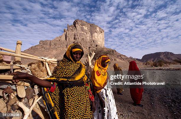 women in ollay valley - chad stockfoto's en -beelden