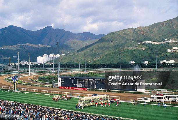 horse racing at sha tin - hong kong racing stock pictures, royalty-free photos & images