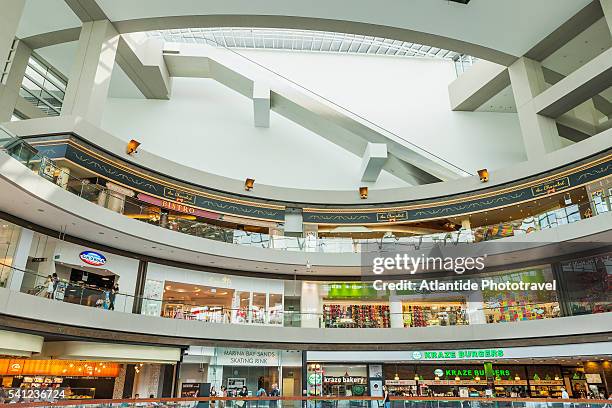 marina bay, detail of the interior of the shopping mall the shoppes at marina bay sands - the shoppes stock pictures, royalty-free photos & images