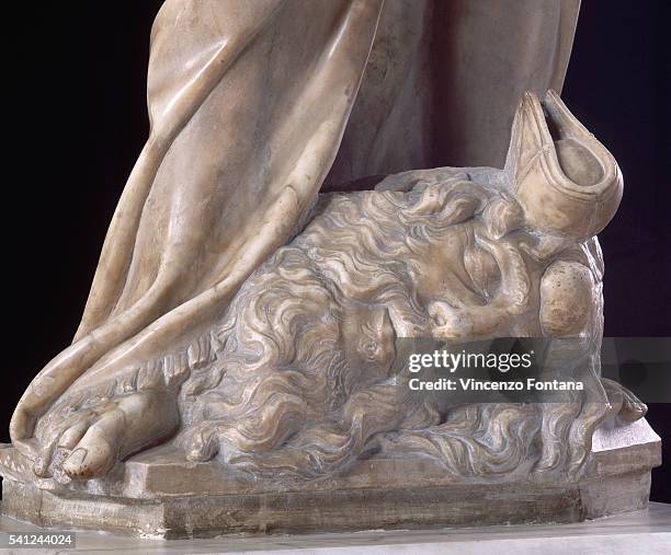 Detail of Marble Statue of David by Donatello