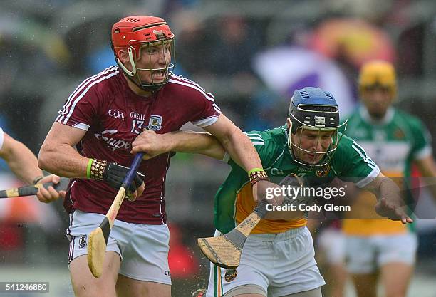 Portlaoise , Ireland - 19 June 2016; Conor Whelan of Galway in action against Chris McDonald of Offaly during the Leinster GAA Hurling Senior...