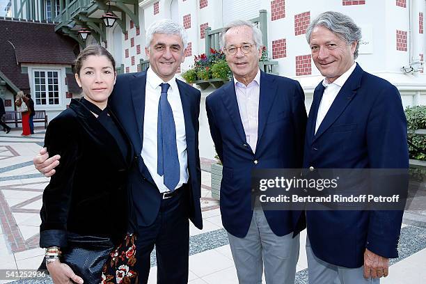 Elodie Garamond, Herve Morin, Olivier Orban and Mayor of Deauville Philippe Augier attend the Hotel Normandy Re-Opening at Hotel Normandy on June 18,...