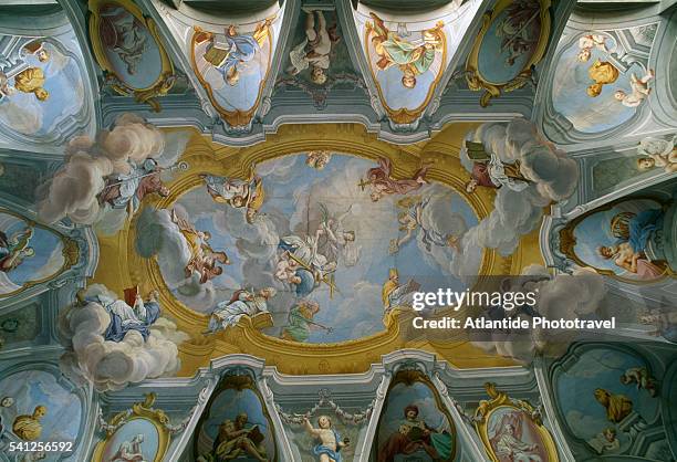 painted ceiling in seminary library in ljubljana - ljubljana library stock pictures, royalty-free photos & images