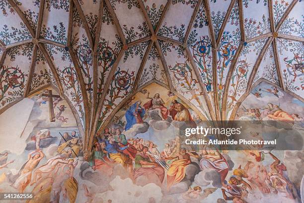 frescos inside san pietro church - cembra stock pictures, royalty-free photos & images