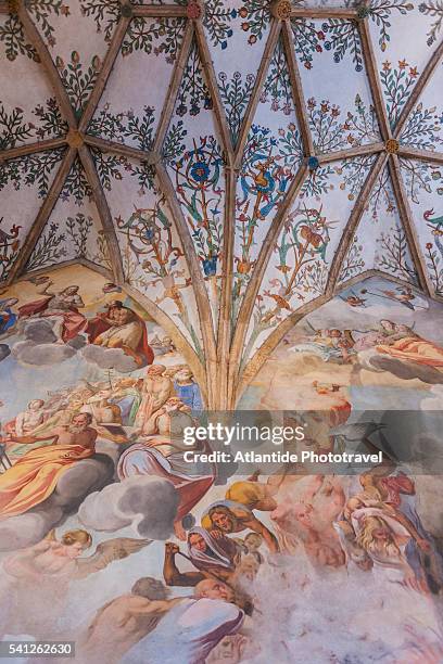 frescos inside san pietro church - cembra stock pictures, royalty-free photos & images