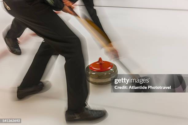 curling is traditional sport in cembra - cembra stock pictures, royalty-free photos & images