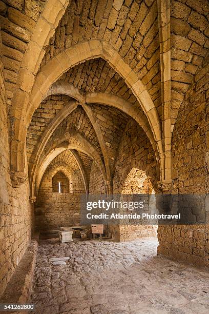 caesarea harbor national park, the vaulted entrance to the crusader city - cesarea imagens e fotografias de stock