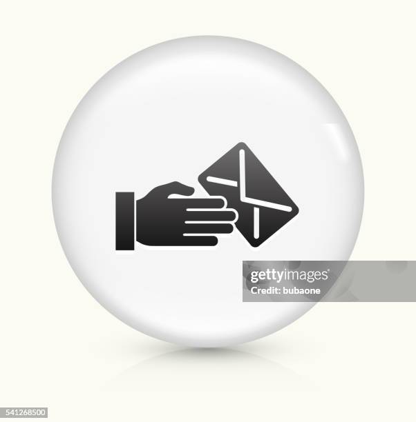 delivery letter icon on white round vector button - postman stock illustrations
