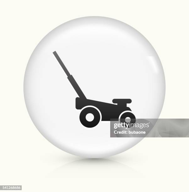 lawn mower icon on white round vector button - car jack white background stock illustrations