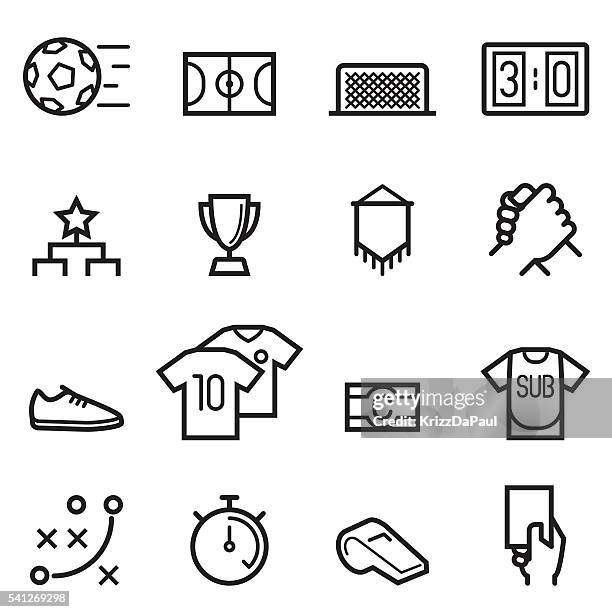 futsal thin line icons - futsal stock illustrations