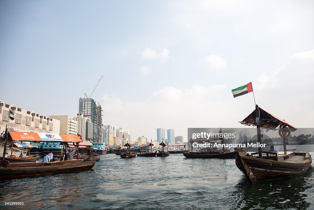 Boats on the Dubai Creek, Bur Dubai, UAE