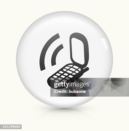 Phone icon on white round vector button Phone icon on white round vector button