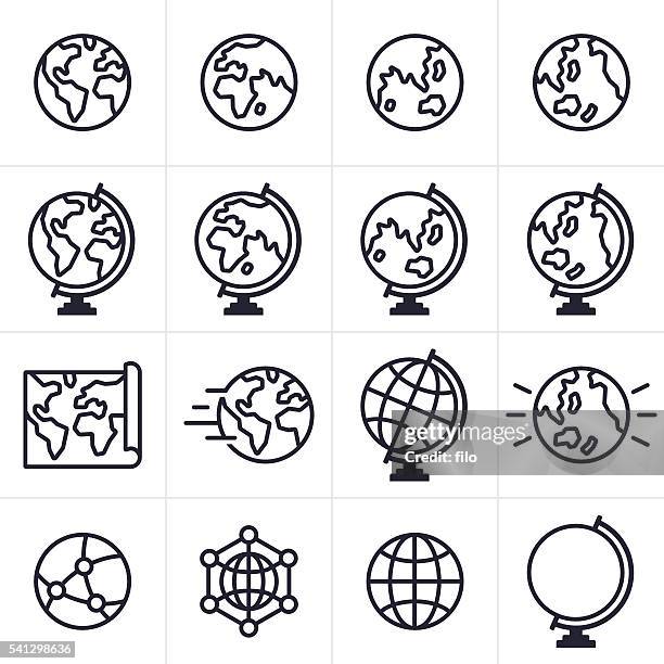 stockillustraties, clipart, cartoons en iconen met globe and earth icons and symbols - on top of the world