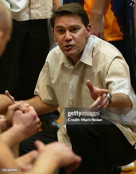 Razorbacks coach Mark Watkins during the round one NBL match between the West Sydney Razorbacks and the Townsville Crocodiles at the Sydney Olympic...