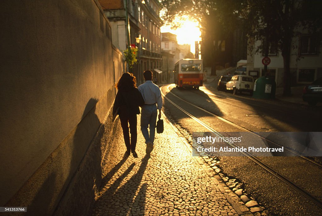 A Couple Walks in the Alfama District in Lisbon