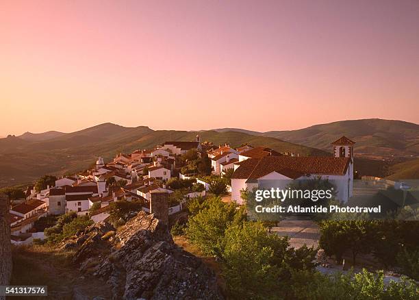 view of marvao at sunset - マルバオ ストックフォトと画像