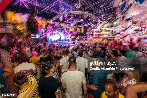 balearic islands - edkandi performance at es paradise discoteque - ibiza island stock pictures, royalty-free photos & images