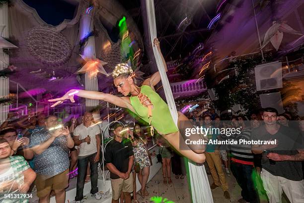 balearic islands - edkandi performance at es paradise discotheque - ibiza party stock pictures, royalty-free photos & images