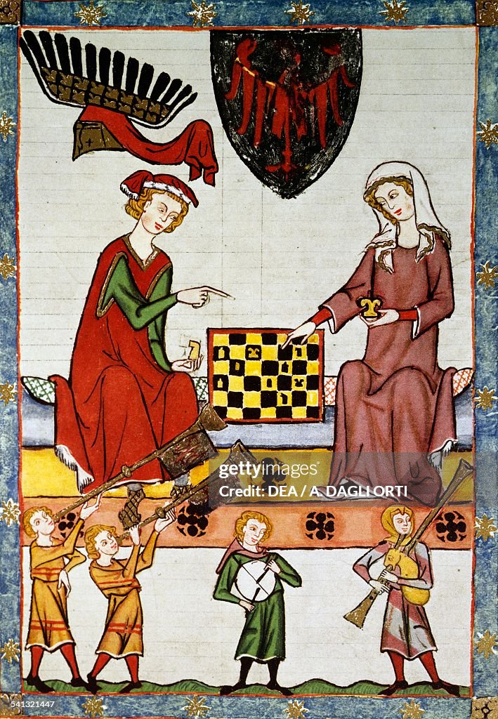 Otto IV of Brandenburg playing chess with a lady...