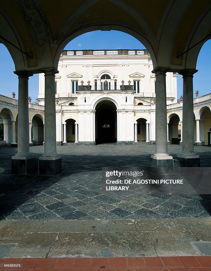 Entrance and elliptical arches of Villa Campolieto...