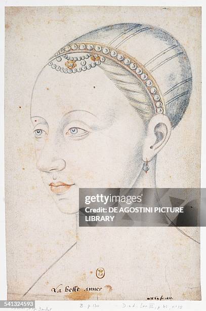 Portrait of Agnes Sorel , mistress of King Charles VII of France. Paris, Bibliothèque Nationale De France