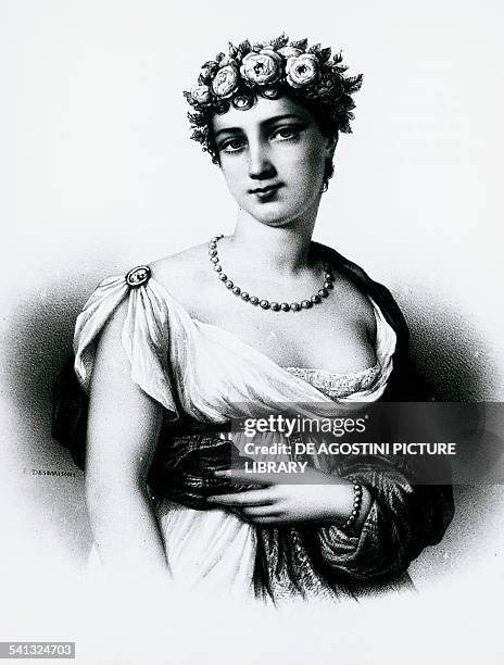 Portrait of Jeanne Marie Theresia Cabarrus known as Madame Tallien , engraving from a painting by Francois Gerard. France, 18th century.
