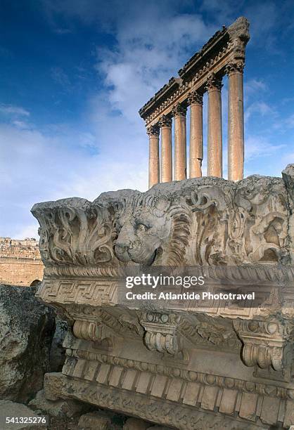 columns and fallen cornice - libanon stock-fotos und bilder