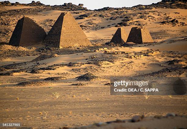 Pyramid tomb in Meroe necropolis , 700-400 BC. Egyptian civilisation, Sudan, 8th-5th century BC.