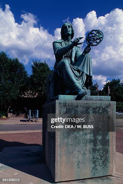 Statue of Nicholas Copernicus in front of the Montreal Planetarium , Montreal, Quebec, Canada.