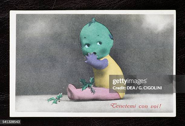 Keep me with you, greeting card with Kewpie character, 1930s. Italy, 20th century.