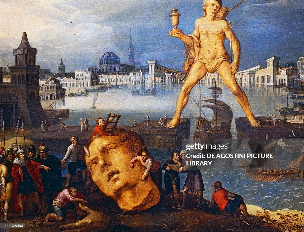 Colossus Apollo Rhodes The Colossus of Rhodes, by Louis de Caulery , oil on wood, 35x46 cm ...