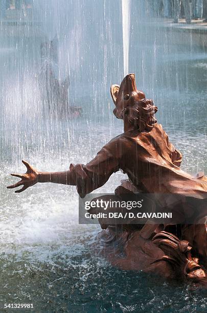 The Fountain of Latona or the Frogs, the gardens of the Royal Palace of La Granja de San Ildefonso, 18th century, Castile-Leon, Spain. Detail.