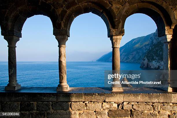 view from san pietro church - liguria stock pictures, royalty-free photos & images