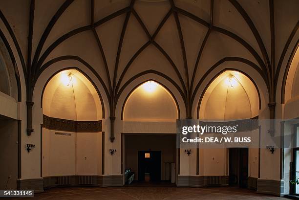 Room with vaulted ceilings, Sangaste castle, 1879-1883, in neo-Gothic style, Estonia.