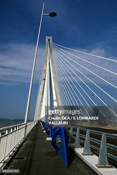Tensile structures of the Harialos Trikoupi bridge , architect Berdj Mikaelianet, the bridge crosses the Gulf of Corinth between the cities of Rion...
