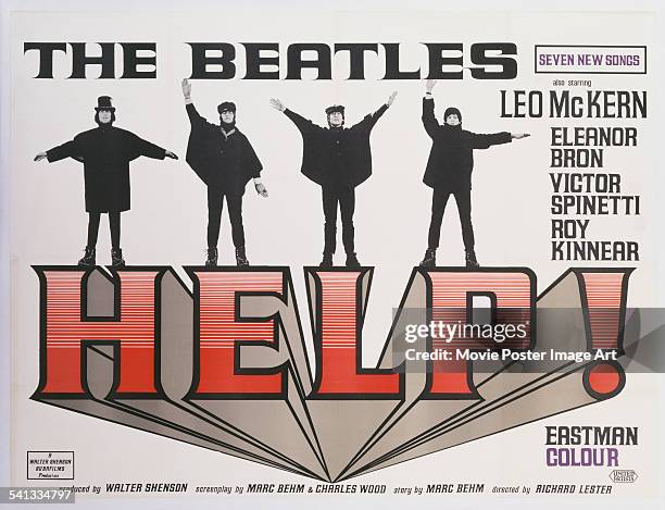 Poster for the British release of Richard Lester's 1965 comedy, 'Help!', starring starring the Beatles, George Harrison, Ringo Starr, John Lennon and...