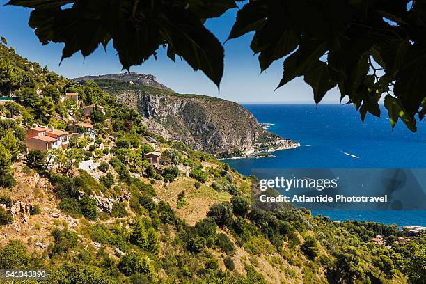 landscape near the village (moyenne corniche) - eze village fotografías e imágenes de stock