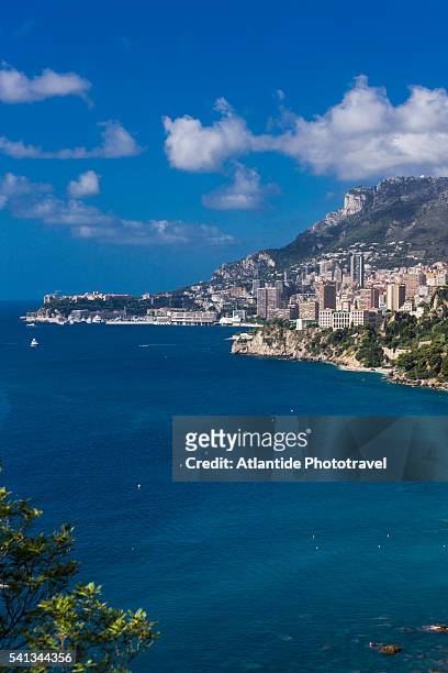 view of montecarlo and monaco ville - of monaco stock pictures, royalty-free photos & images