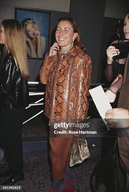 Italian fashion designer Miuccia Prada at a photographic exhibition, 1992.