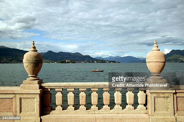 maggiore lake, as seen from isola bella - balustrade stock pictures, royalty-free photos & images