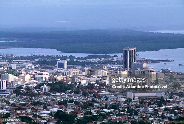 aerial view - fort george - port of spain - trinidad and tobago stock pictures, royalty-free photos & images