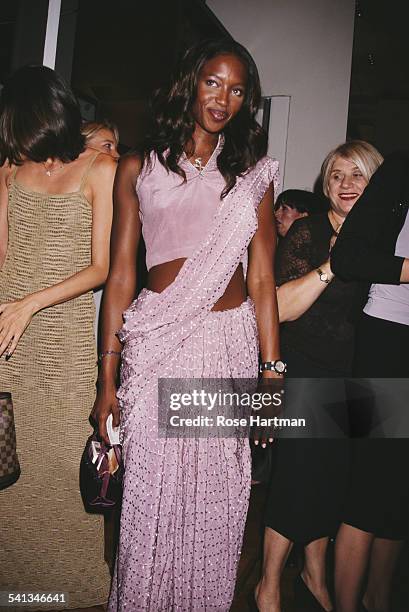 English fashion model Naomi Campbell at a Louis Vuitton party in Soho, New York City, circa 1993.