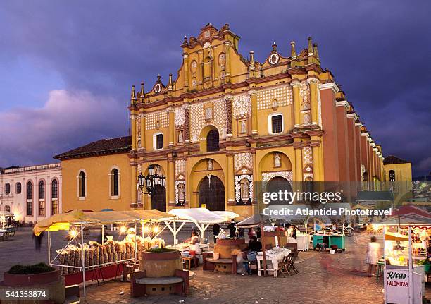 the cathedral at twilight - san cristobal stock-fotos und bilder